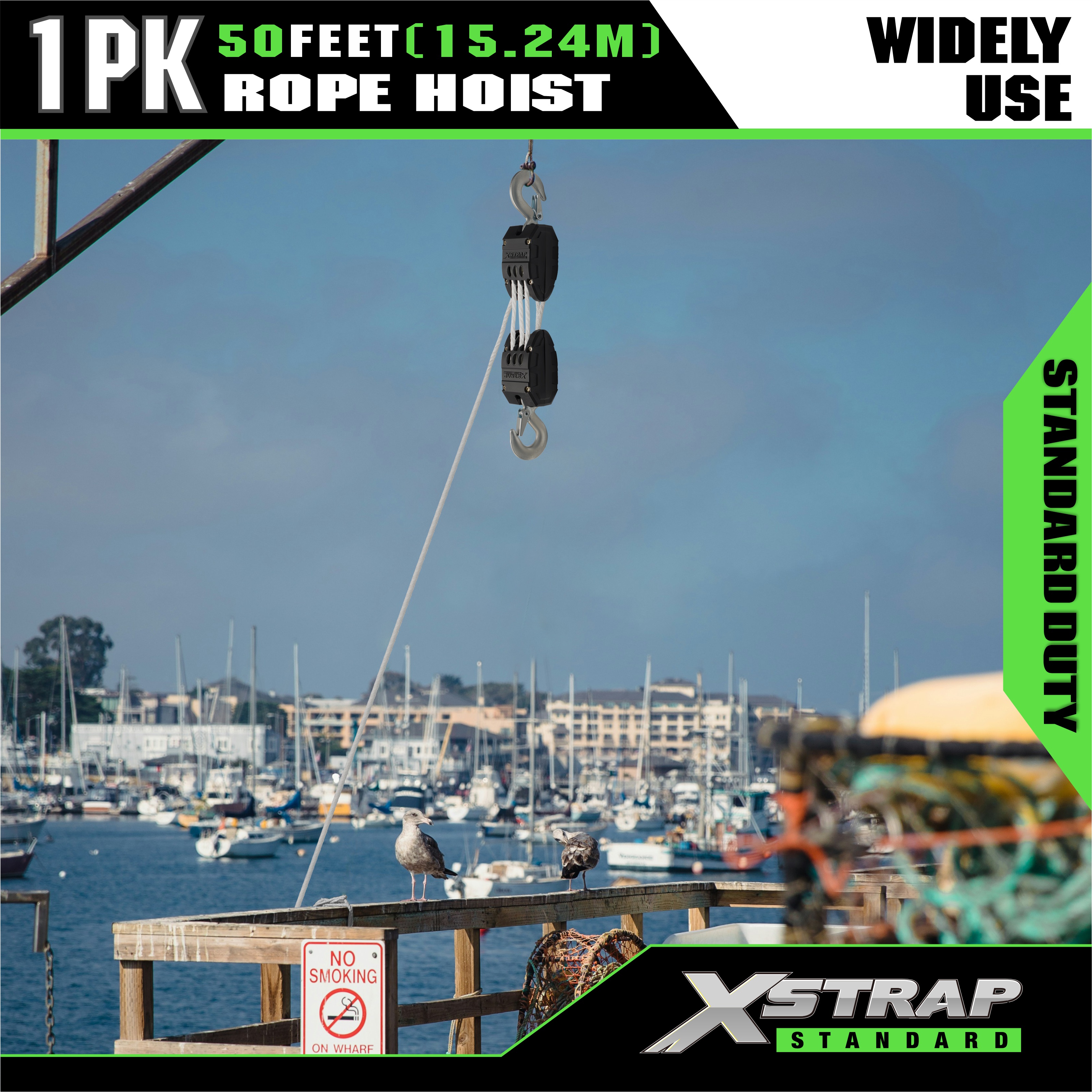 XSTRAP AHLT0003 Beyaz Halatlı Vinç Kasnak Sistemi 1000LB Kapasite