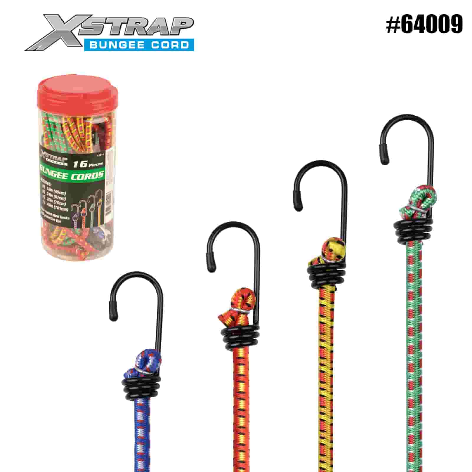 Xstrap 64009 16PK Bungee Kabloları 8mm x 18”/24” /30”/ 40” 44-55lbs SWL
